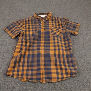 Levis Shirt Mens XL Yellow Blue Plaid Button Front Short Sleeve Soft Casual